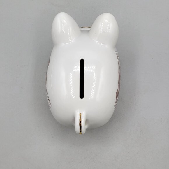 Vintage JC Penney Golden Rule Store Piggy Bank Ceramic White Gold Accents - Picture 5 of 8